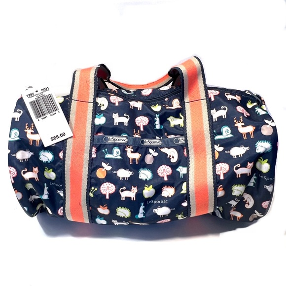 NWT LeSportsac Round Shoulder Duffle - "Lil Guys" Animal Forests Print - Kids - Picture 5 of 6